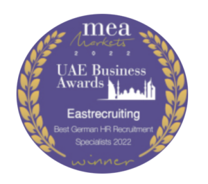 Award für Personalvermittlung Gastro mit Firmenlogo von EastRecruiting, Jahr 2022